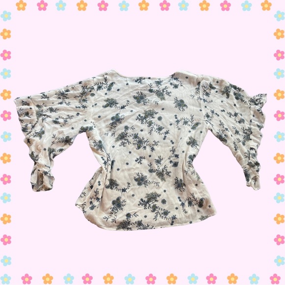 Floral Bell Sleeve Blouse | Kawaii Mori Kei Boho Top - Picture 2 of 2